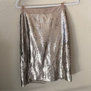 Maison Jules Gold Sequin Pencil Skirt